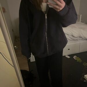 Brandy Melville Navy Zip-Up Hoodie